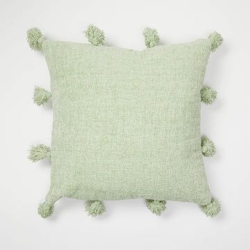 Mackenzie Knit Tassel Square Pillow | Dorm Essentials - White - Dormify | Dormify