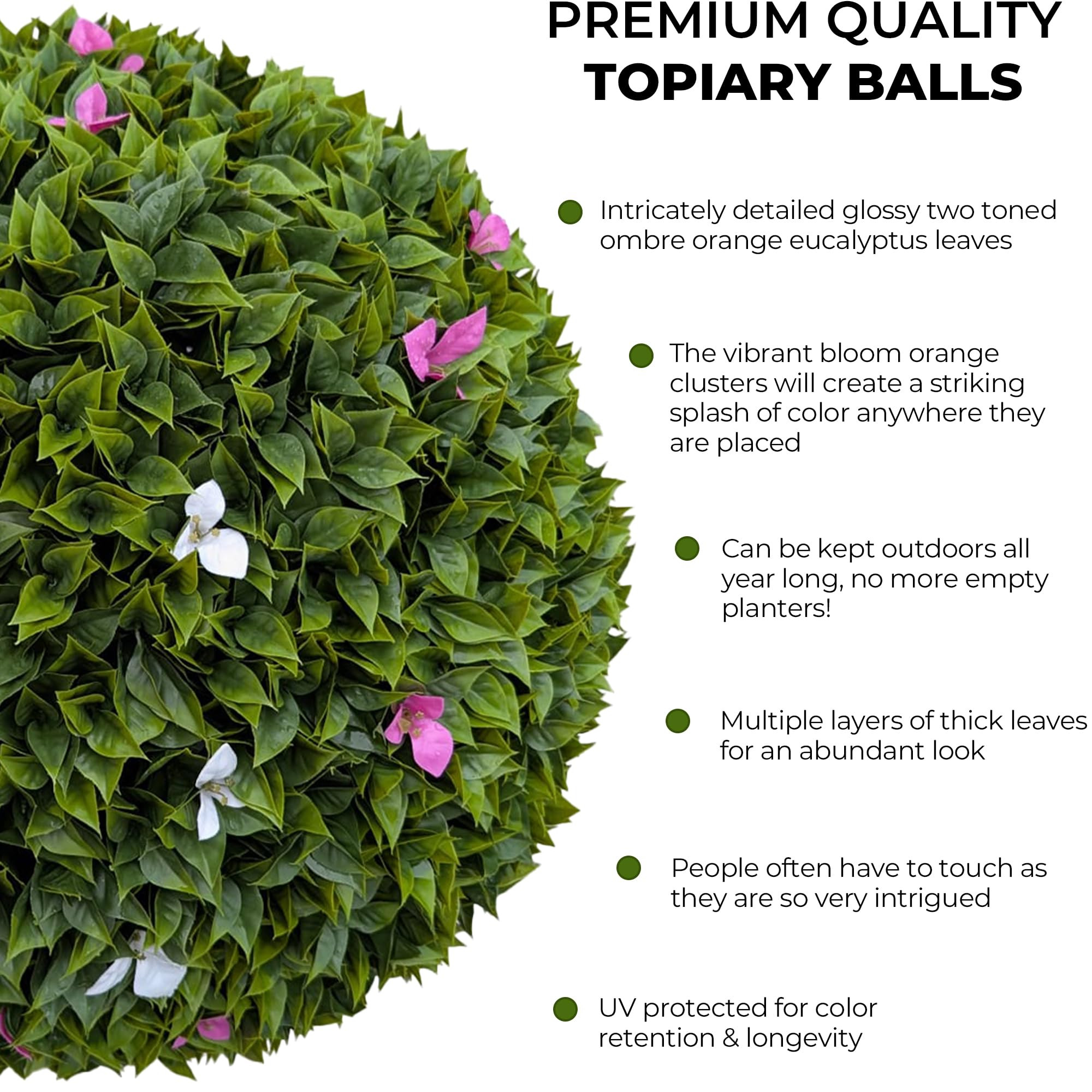 365 Curb Appeal 23" XL Bougainvillea Topiary Balls + White & Pink Flower Pack (1 Artificial Topia... | Amazon (US)