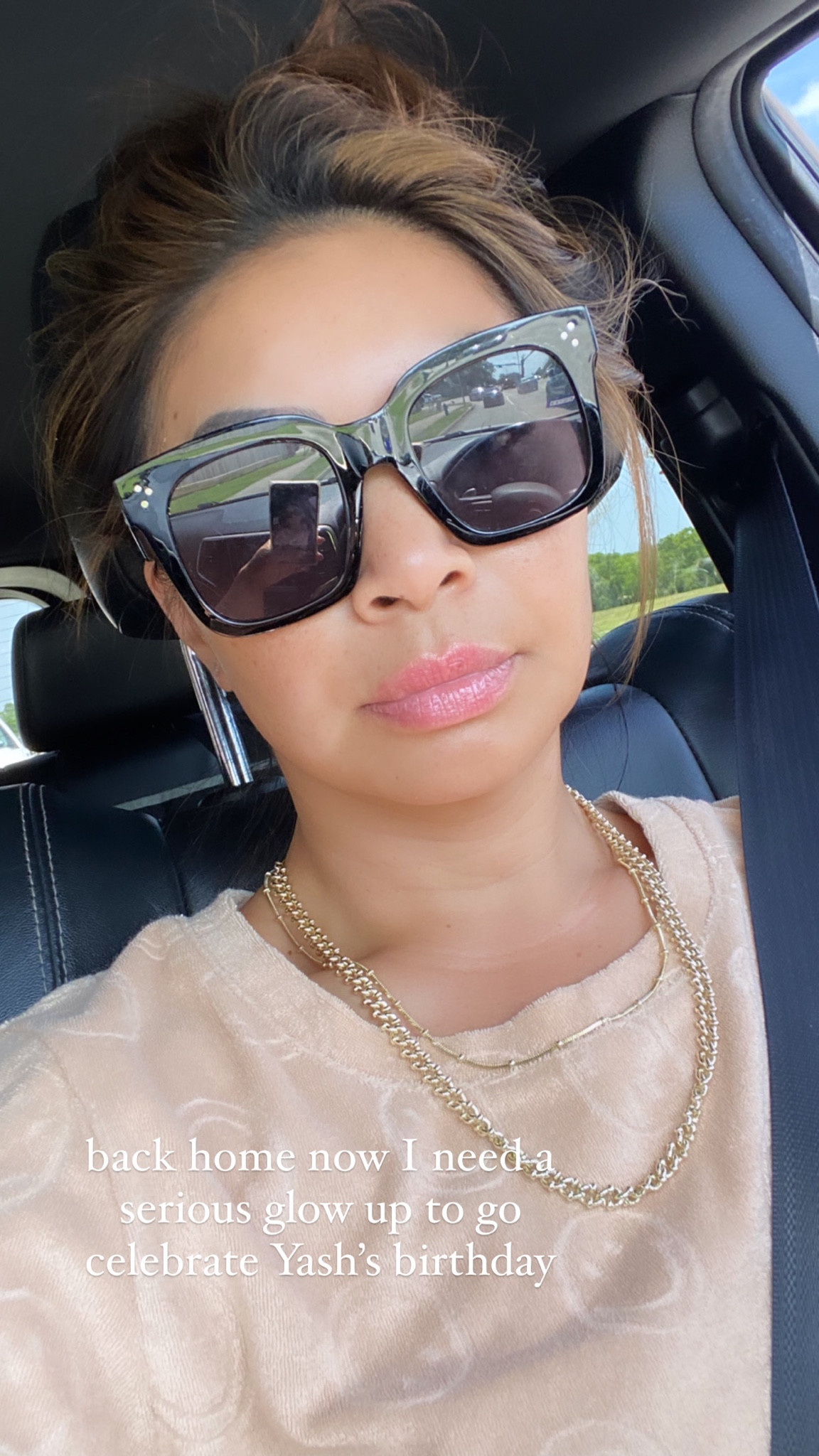 Linking my black Amazon sunglasses and happy face top 