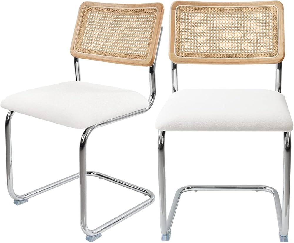 GrandNoor Rattan Dining Chairs,Wooden Mid-Century Modern Kitchen Chairs, Armless Mesh Back Cane C... | Amazon (US)