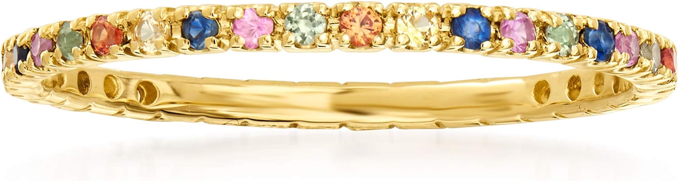 RS Pure by Ross-Simons 0.38 ct. t.w. Multicolored Sapphire Eternity Band in 14kt Yellow Gold | Amazon (US)