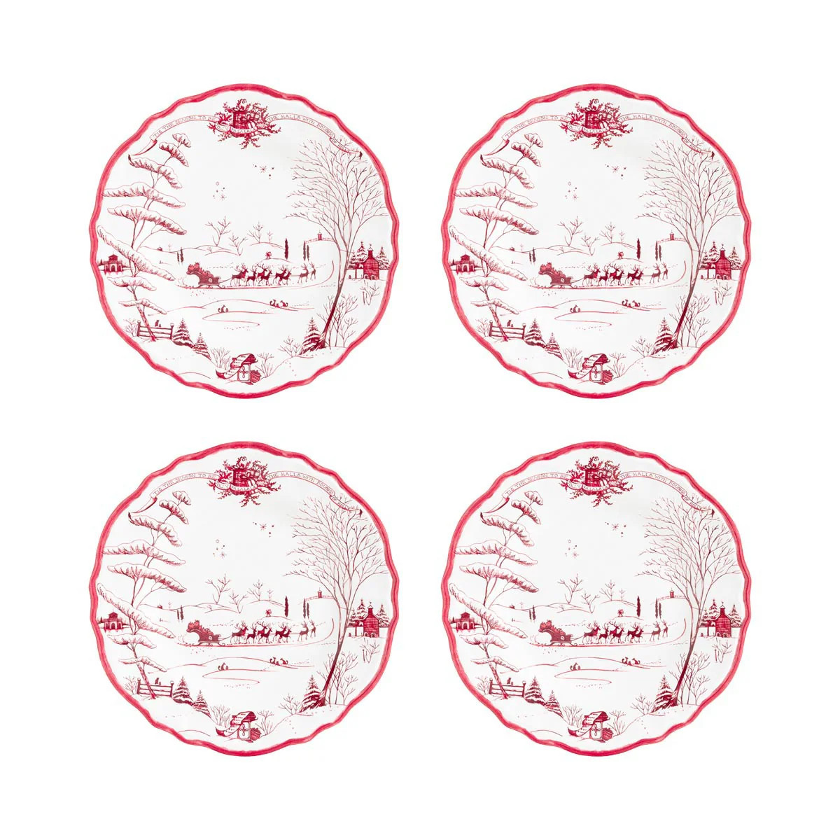 Country Estate Winter Frolic Melamine Dessert/Salad Plate, Set of 4 | Caitlin Wilson Design
