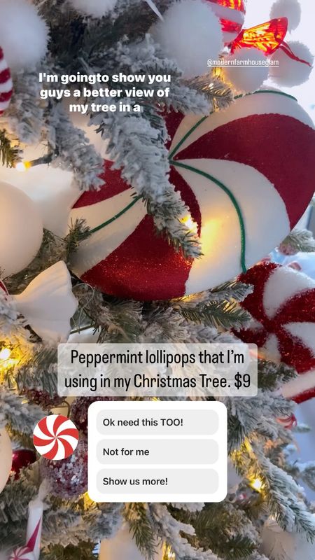 Giant peppermint lollipop used as ornament in Christmas tree at Modern Farmhouse Glam  

#LTKHoliday #LTKSeasonal #LTKhome