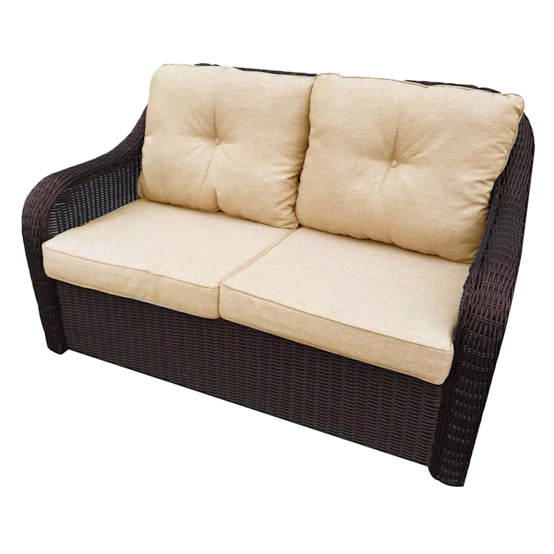 Glendale Brown Wicker Outdoor Loveseat | At Home