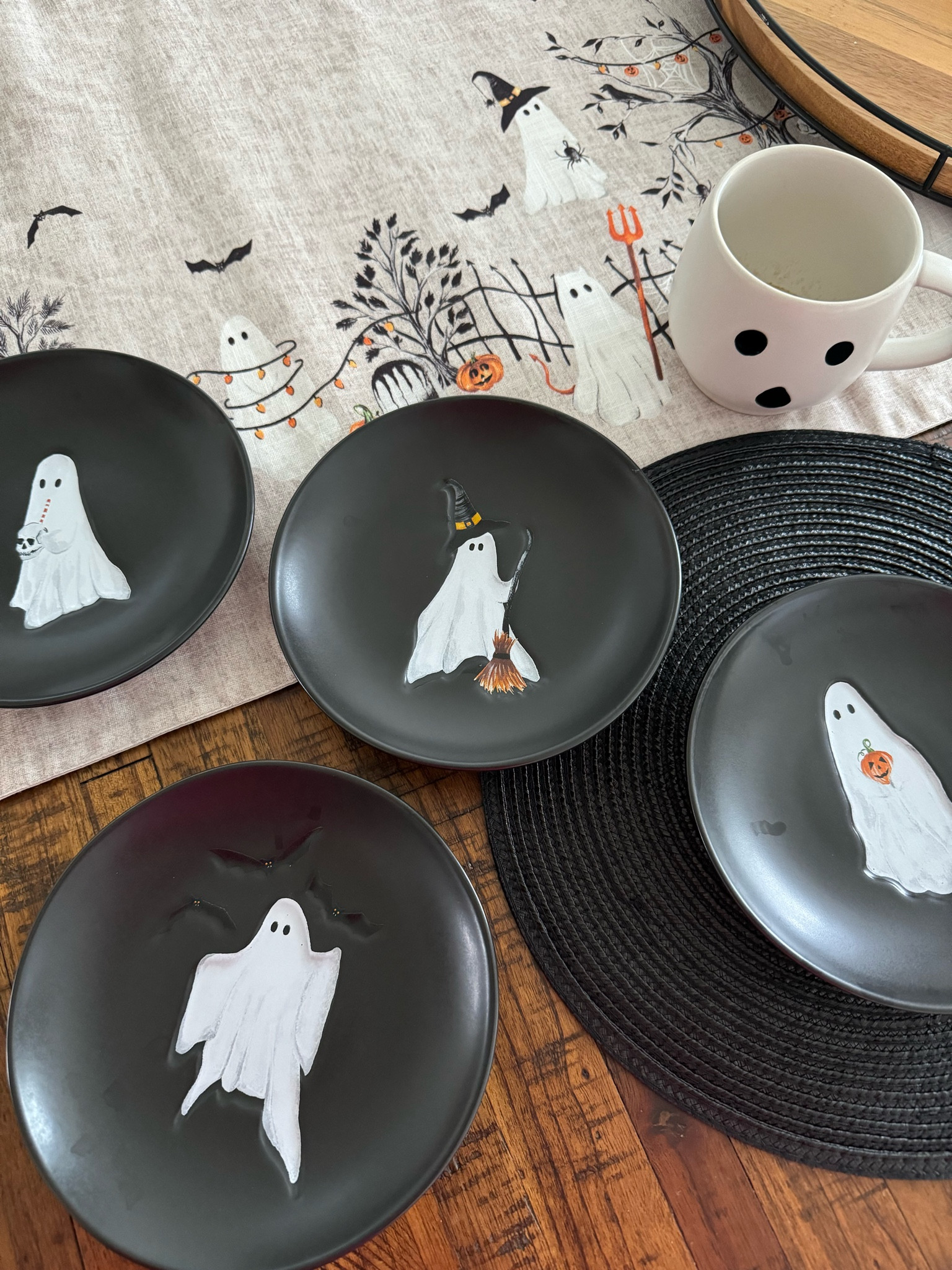 Halloween table runner 
Halloween plates 
Ghost mug 

#LTKSaleAlert #LTKSeasonal #LTKHome