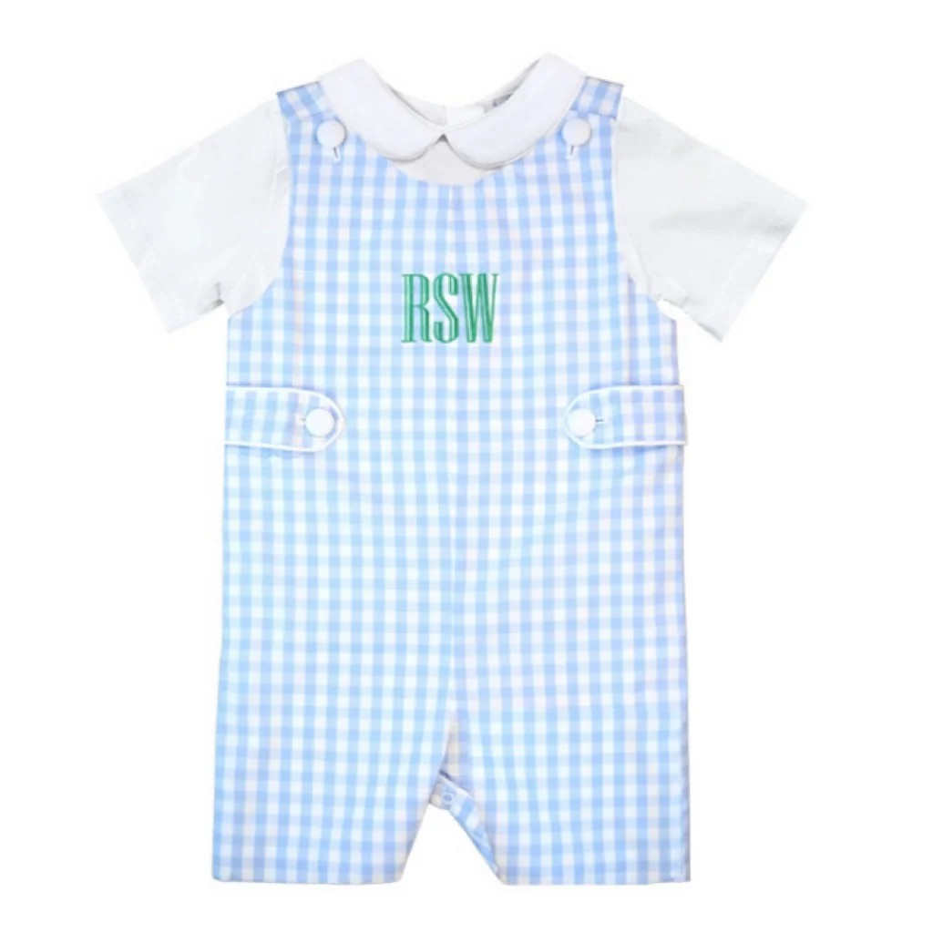 Myers Light Blue Gingham Shortall | The Bella Bean