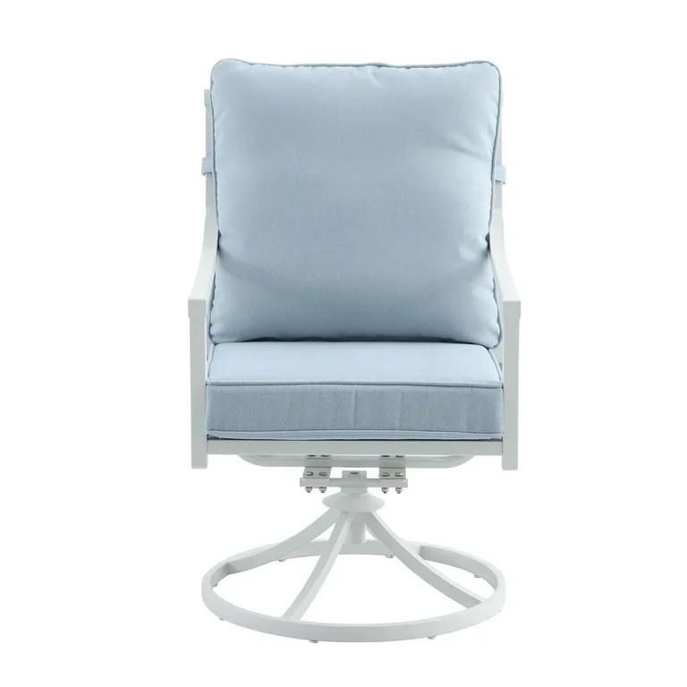 My Texas House Cambria Steel Outdoor Swivel Dining Chair - Set of 2, Blue | Walmart (US)