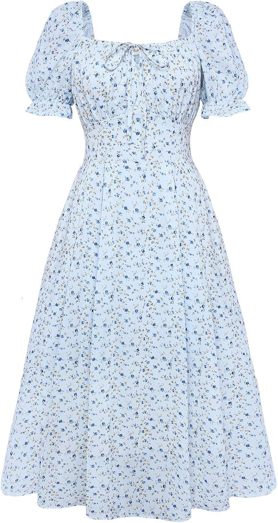 Belle Poque Floral Dress for Women Cottagecore Short Sleeve Dress | Midi Sundress, Square Neck, P... | Amazon (US)