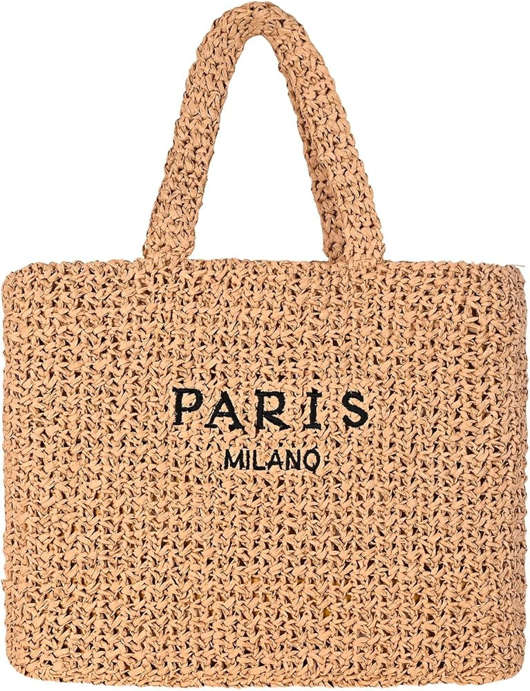 Large Straw Beach Bag for Women Summer Woven Shoulder Tote Bag Straw Purses and Handbags for Vaca... | Amazon (US)