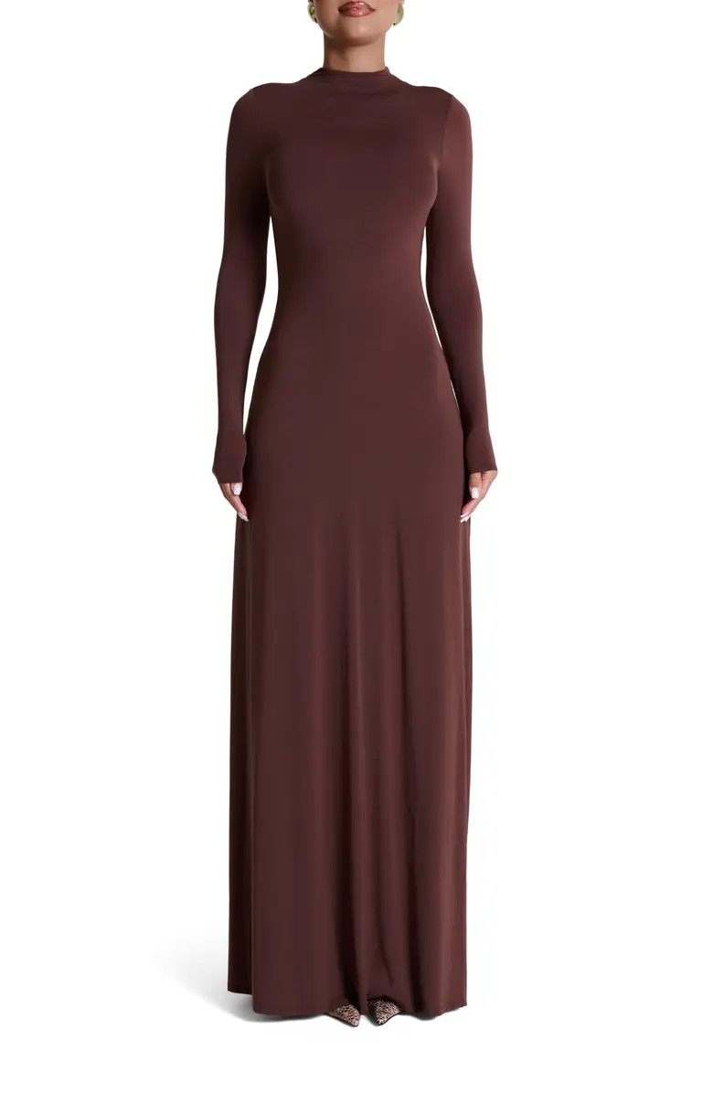 Mock Neck Long Sleeve Maxi Dress | Nordstrom