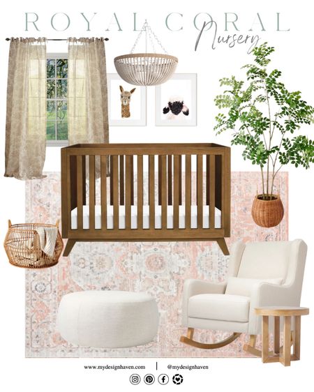 Get ready for a gentle and delicate nursery design for a ✨baby girl✨ Featuring soft coral tones and cozy wood accents, along with a charming tree element to evoke a love for nature, all wrapped up in a whimsical boho flair. Send this to a friend who's having a baby girl! She just might fall in love with it! 

#LTKhome #LTKbaby #LTKbump
