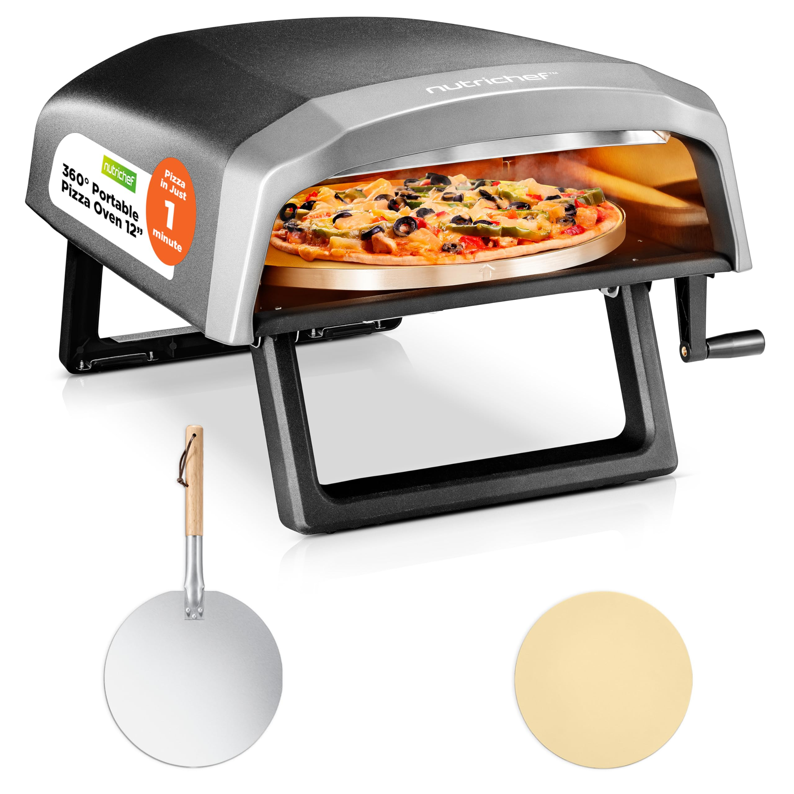 NutriChef Outdoor Pizza Oven with 360° Rotating Pizza Stone | Adjustable Heat Control Dial, Incl... | Amazon (US)