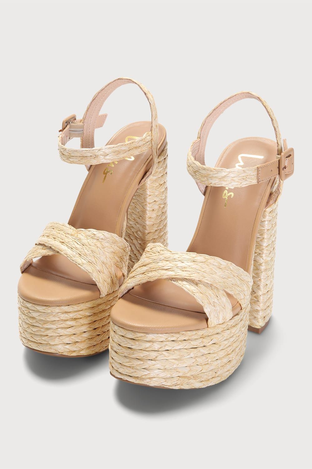 Elevanta Natural Raffia Platform High Heel Sandals | Lulus (US)