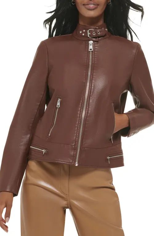 levi's Women's Faux Leather Racer Jacket in Chocolate Brown at Nordstrom, Size X-Large | Nordstrom