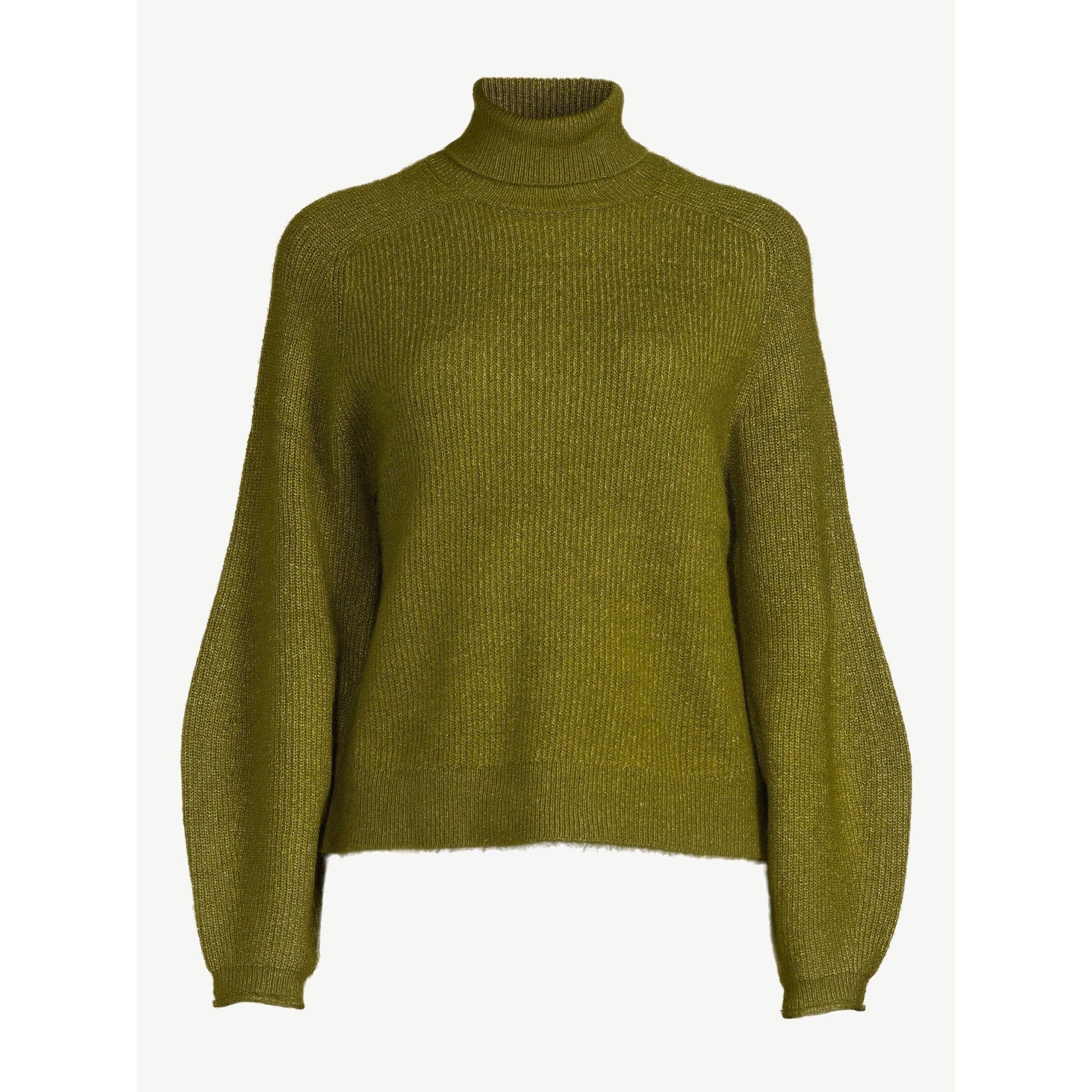 Scoop Women's Ribbed Oversized Turtleneck Sweater with Long Sleeves, Sizes XS-XXL | Walmart (US)