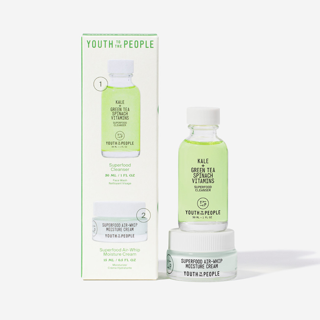 Youth To The People Youth Stacks: Daily Skin Health | Superfood Cleanser & Moisturizer Skincare Set | Youth To The People