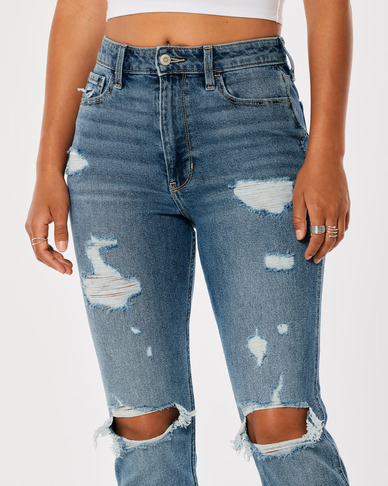Women's Ultra High-Rise Medium Wash Mom Jeans | Women's Bottoms | HollisterCo.com | Hollister (US)