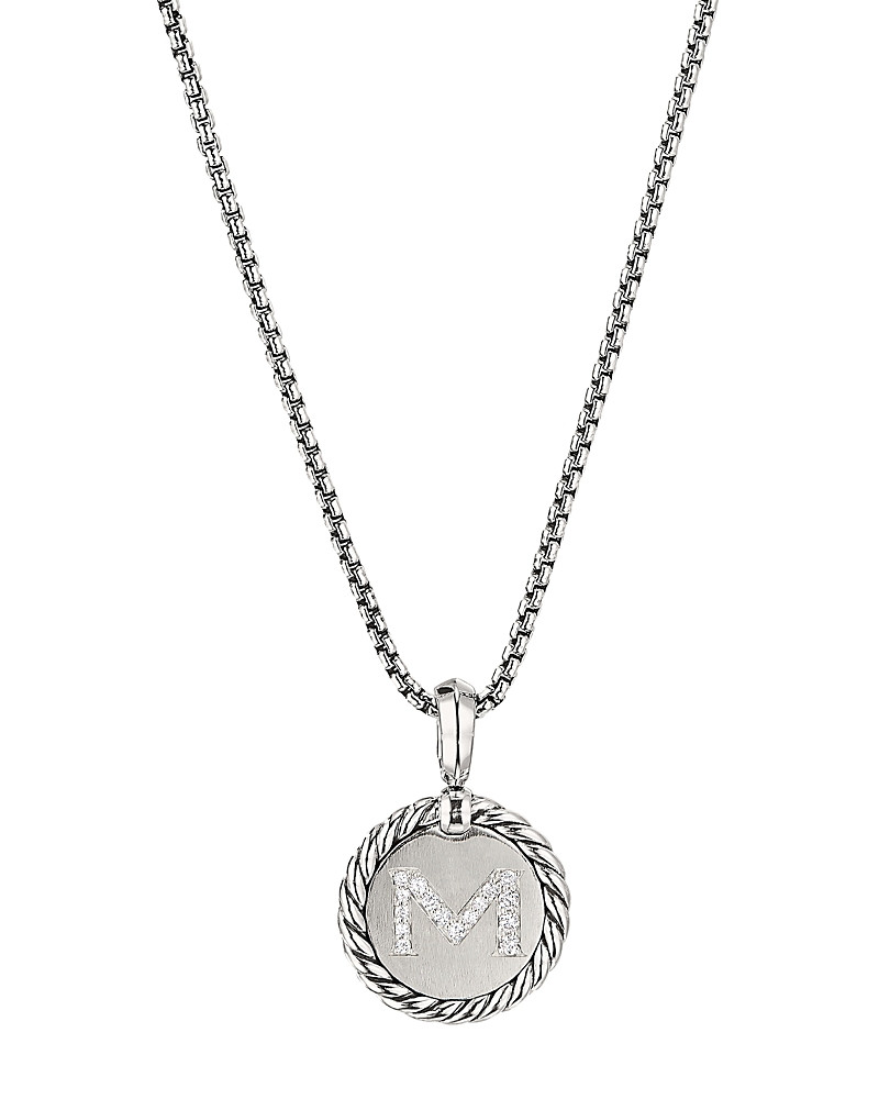 David Yurman Sterling Silver Cable Collectibles Initial Charm Necklace with Diamonds, 18 | Bloomingdale's (US)