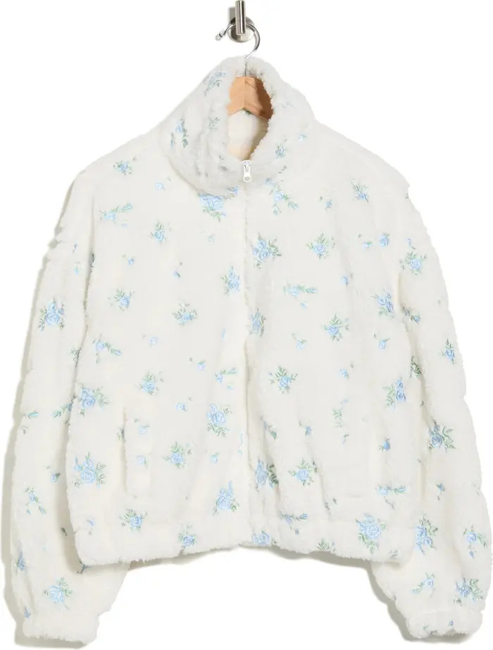 Floral Embroidered Faux Shearling Jacket | Nordstrom Rack