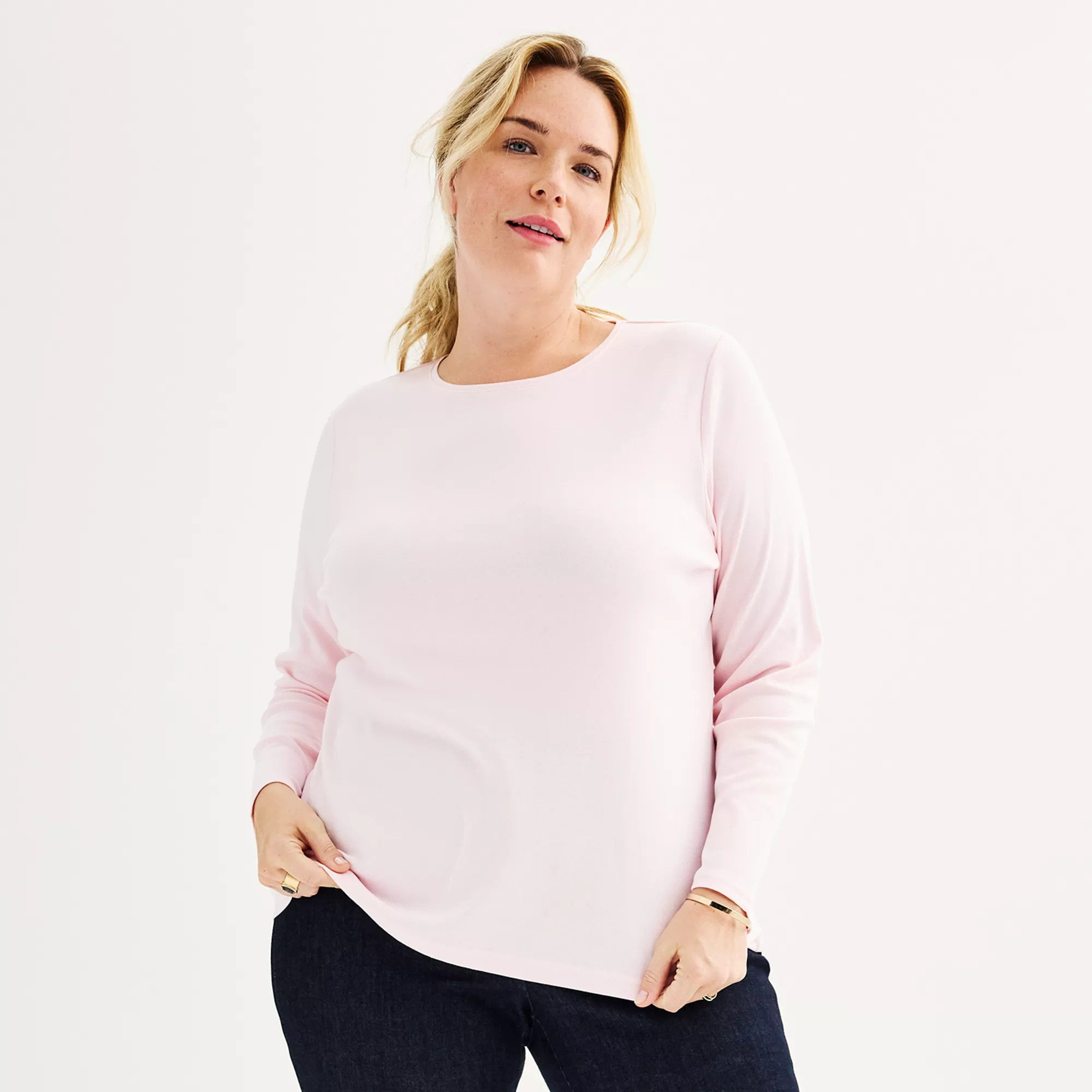 Plus Size Croft & Barrow® Essential Crewneck Long Sleeve Tee | Kohl's