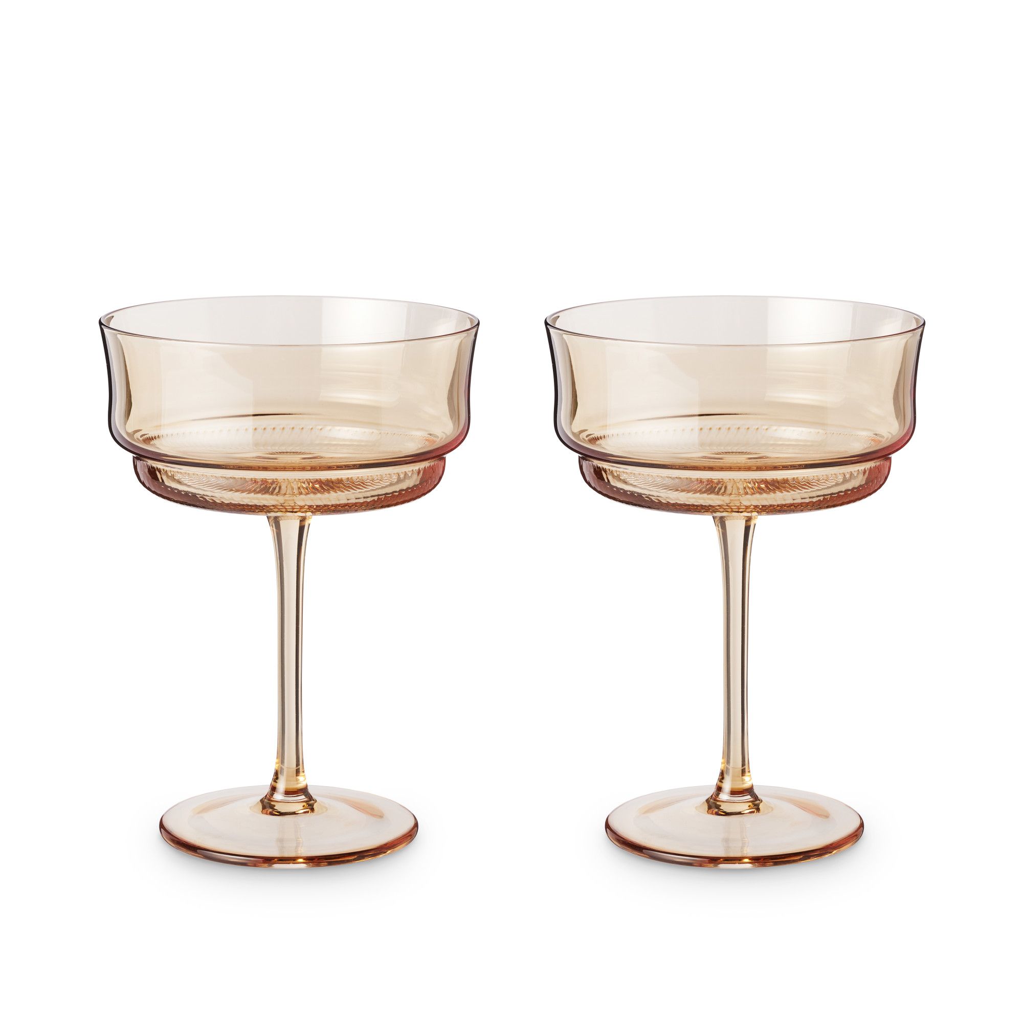 Twine Tulip Coupe Glasses, Gold Amber Tinted Drinking Stemmed Cocktail Tumblers or Wine Cups, Yel... | Walmart (US)