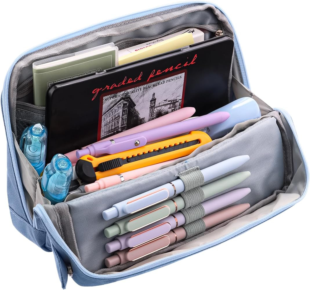 Aesthetic School Supplies Cute Standing Pencil Case for Girls Student,Large Capacity Magnetic Fla... | Amazon (US)