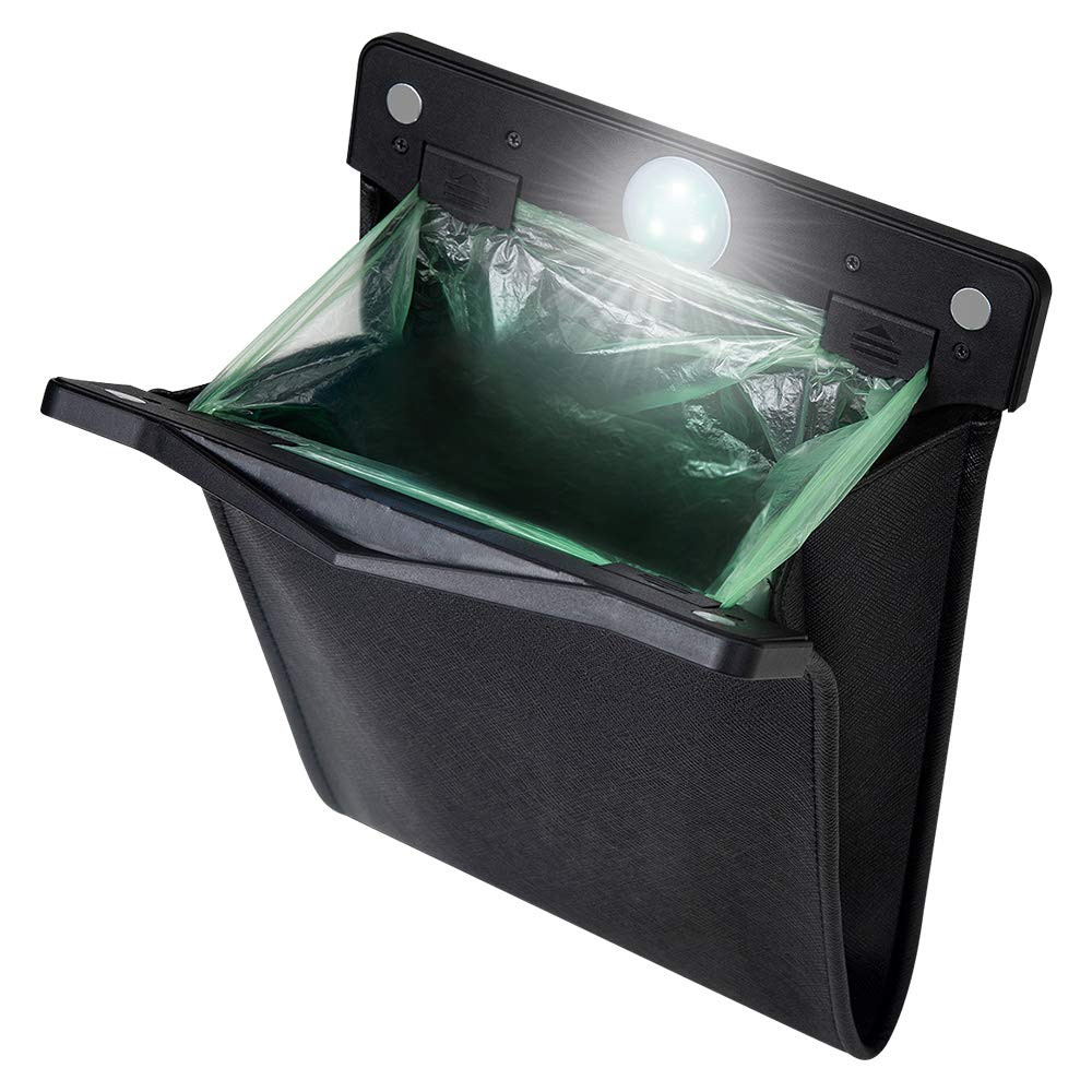 Smart LED Car Trash Can Waterproof Garbage Bag Passenger Side Artificial Leather Storage Pocket L... | Amazon (US)