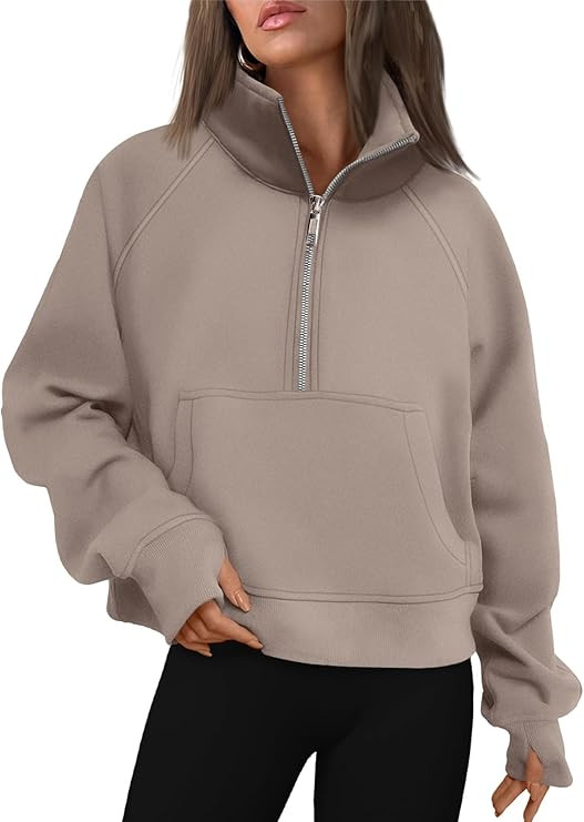 AUTOMET Womens Sweatshirts Half Zip Cropped Pullover Fleece Quarter Zipper Hoodies 2024 Fall Fash... | Amazon (US)