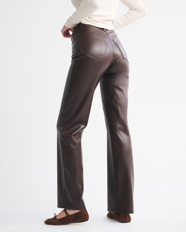 Women's High Rise 90s Relaxed Vegan Leather Pant | Women's Bottoms | Abercrombie.com | Abercrombie & Fitch (US)