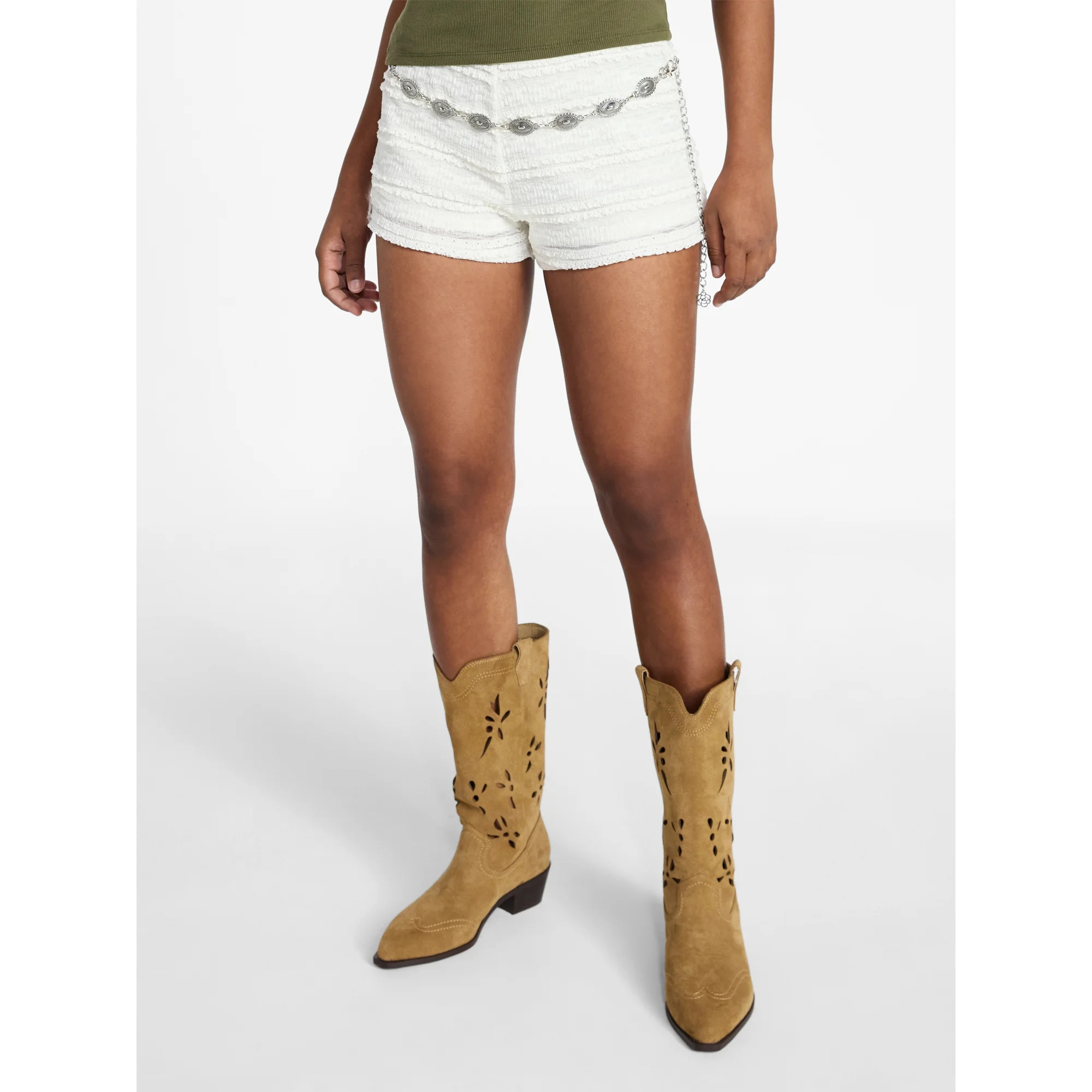No Boundaries' Belted Ruffle Bloomer Shorts, 2.5" Inseam, Women's XXS-XXL | Walmart (US)