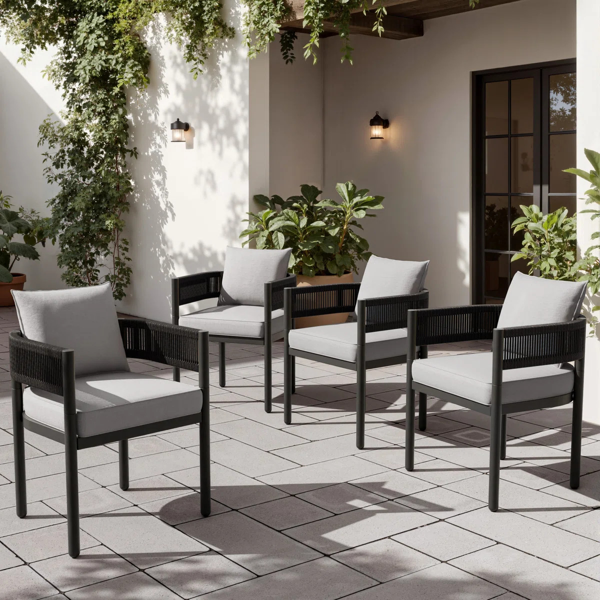 Alexandria Outdoor Dining Chairs With Cushions Set Of 4 (Set of 4) | Wayfair North America
