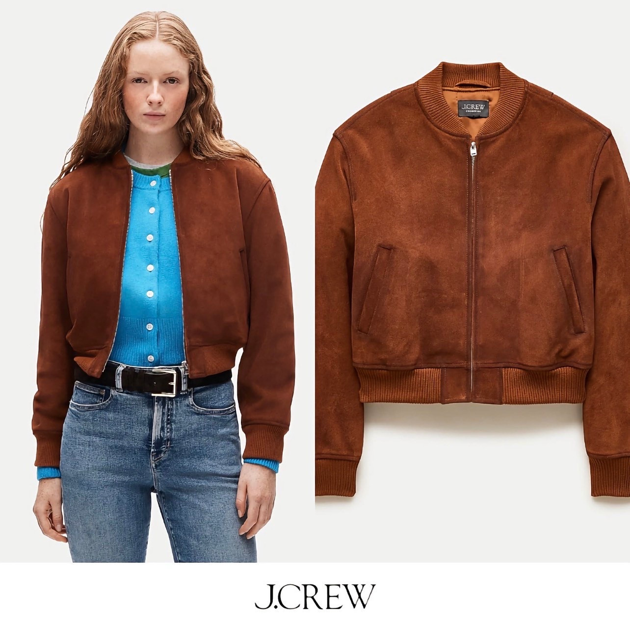 Collection suede bomber jacket