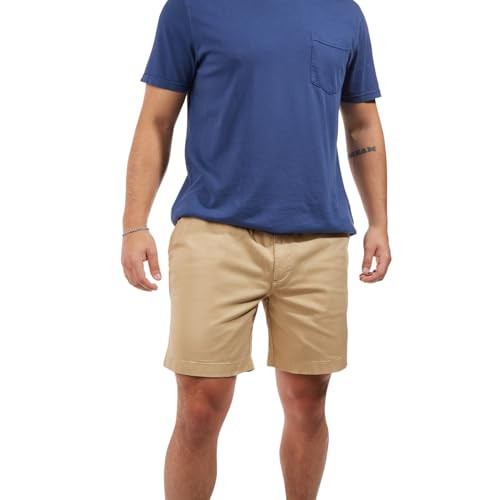 Chubbies Mens Shorts Casual 7 Inch Inseam, Chino Shorts Men Designed for Comfort and Sytle with Elastic Waistband, Chambray-Lined Two Side Pockets Cotton Shorts for Men, Travertines, X-Large (Brown) | Amazon (US)