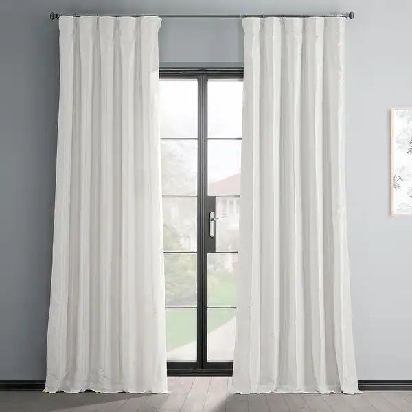 Ex. Fabrics Off-white Textured Faux Dupioni Silk Curtain Panel - On Sale - Overstock - 6298135 | Bed Bath & Beyond