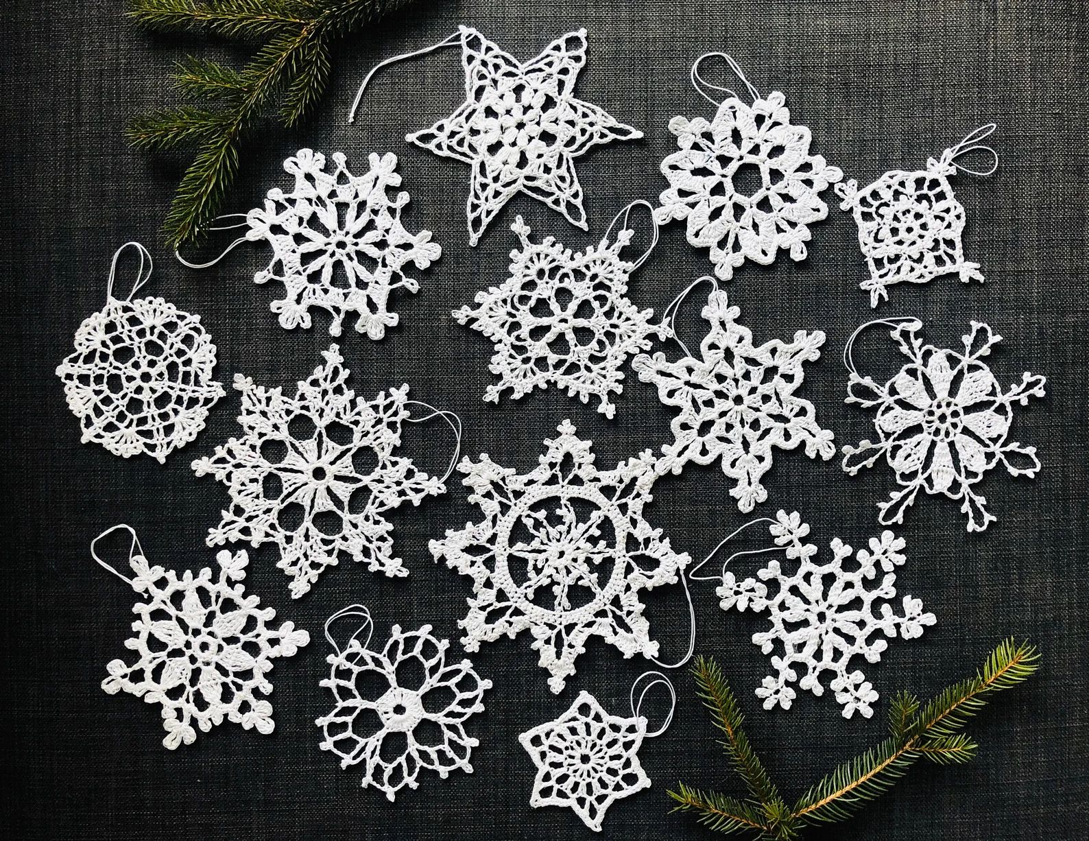 Set of 14 Crocheted Christmas Snowflakes, Small doily, Mix and Match snowflakes, Christmas Snowfl... | Etsy (US)