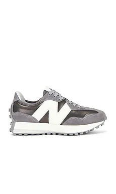 New Balance 327 Sneaker in Black Metallic & Castlerock from Revolve.com | Revolve Clothing (Global)