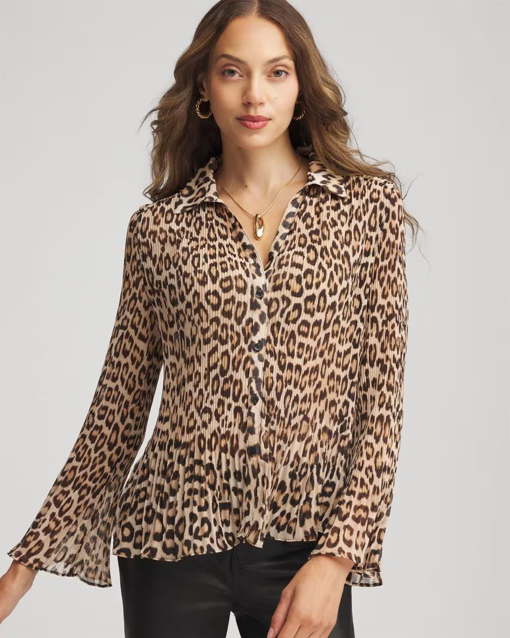 Animal-Print Pleated Georgette Blouse | Chico's