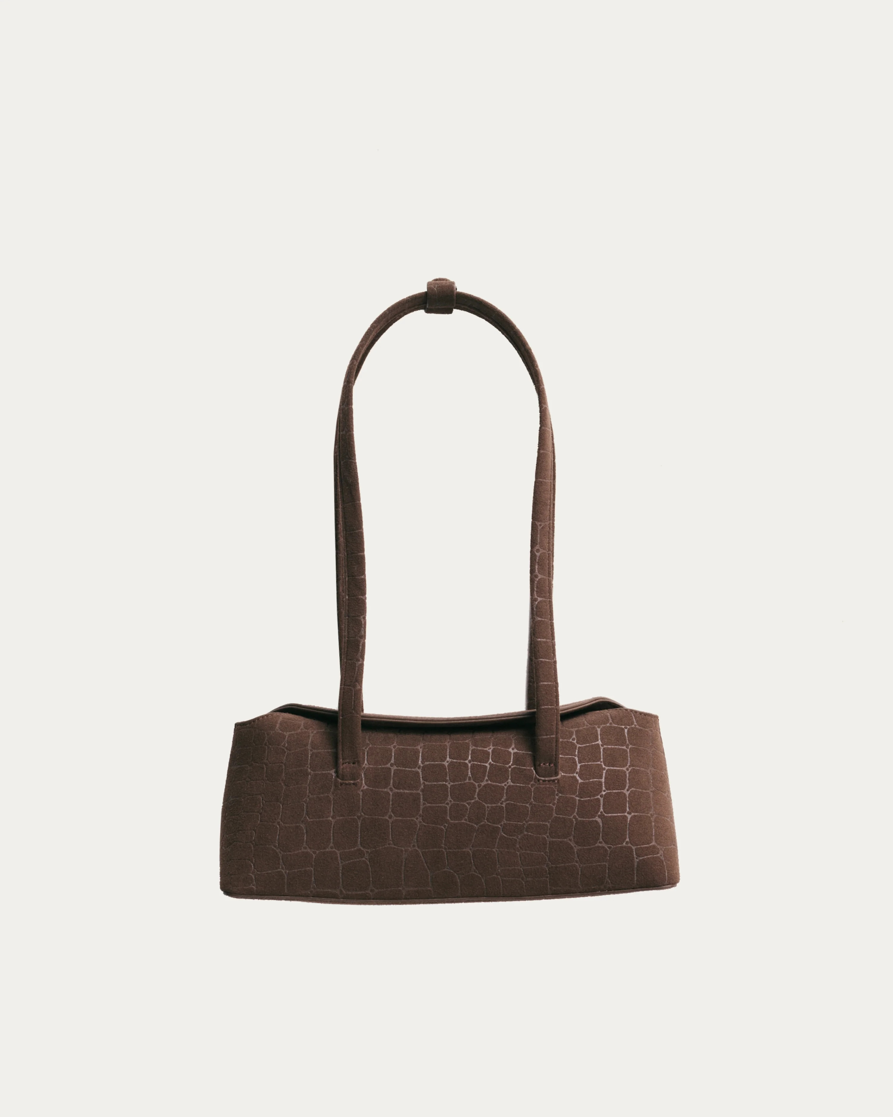 Mini Chrystie Bag Chocolate Suede Croc | Freja New York
