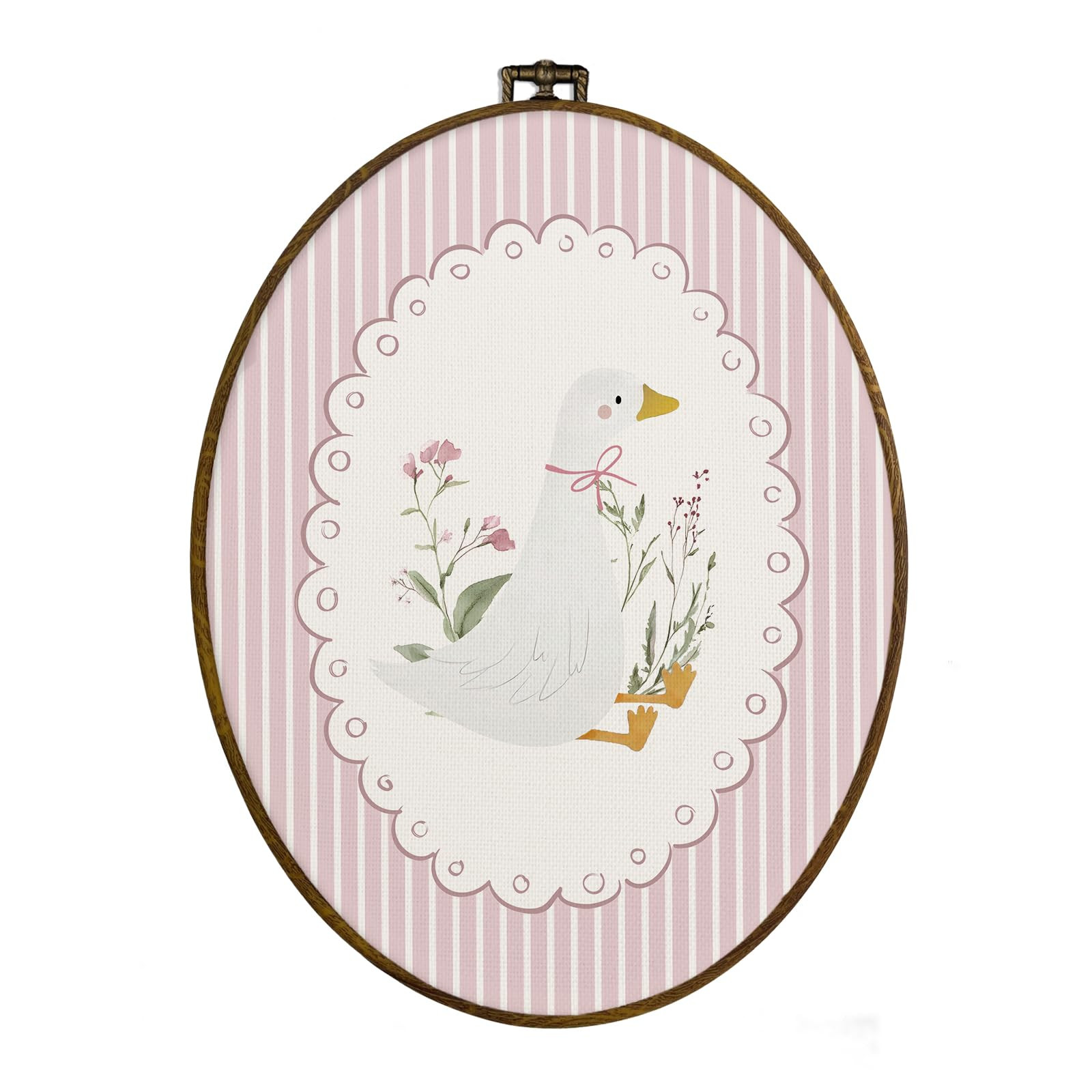 dvhdajed Goose Oval Wall Art Decor, Goose Nursery Room Decor,Cute Gooses Framed Canvas Art,Pink C... | Amazon (US)