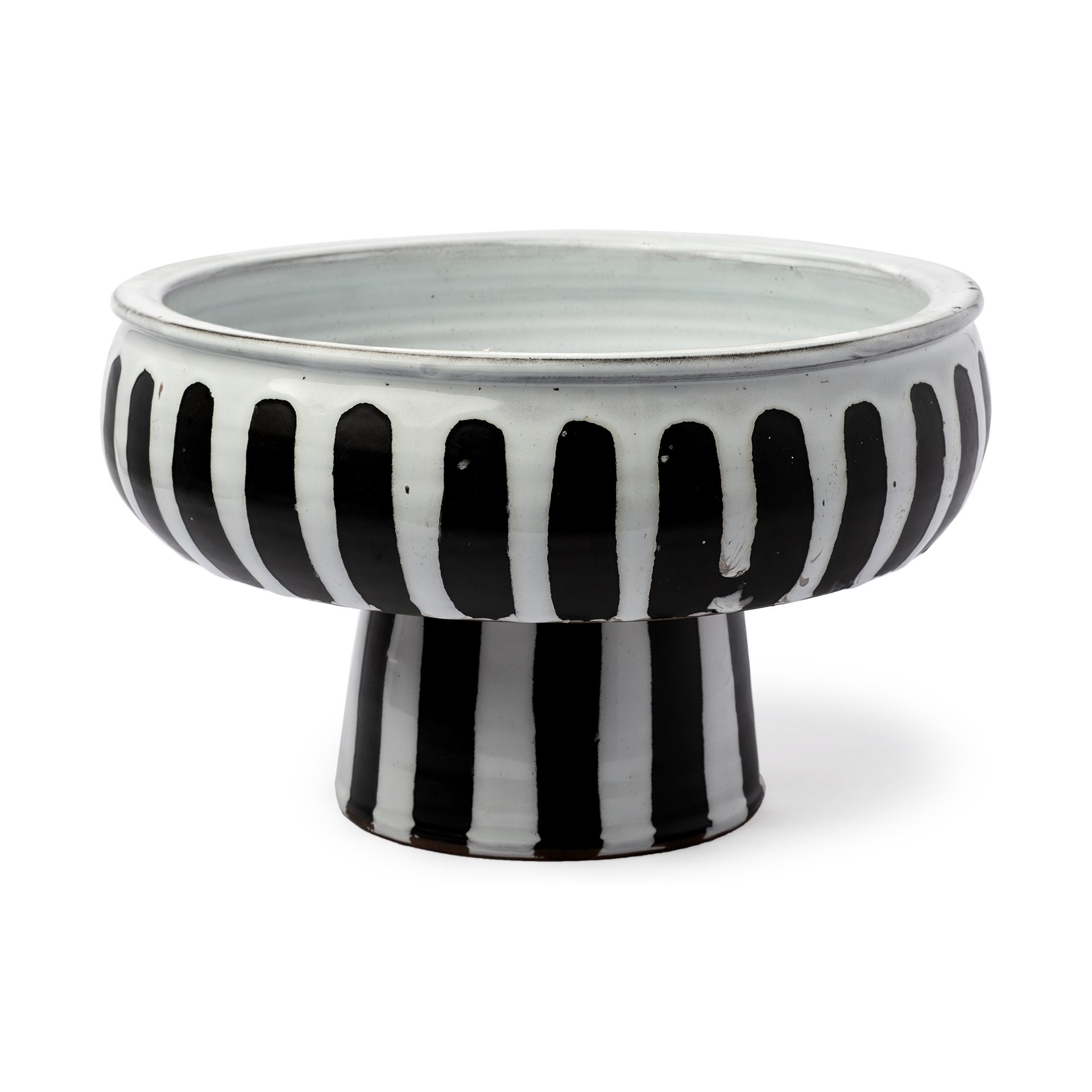 Lexington Ceramic Striped Bowl In White | 1stopbedrooms