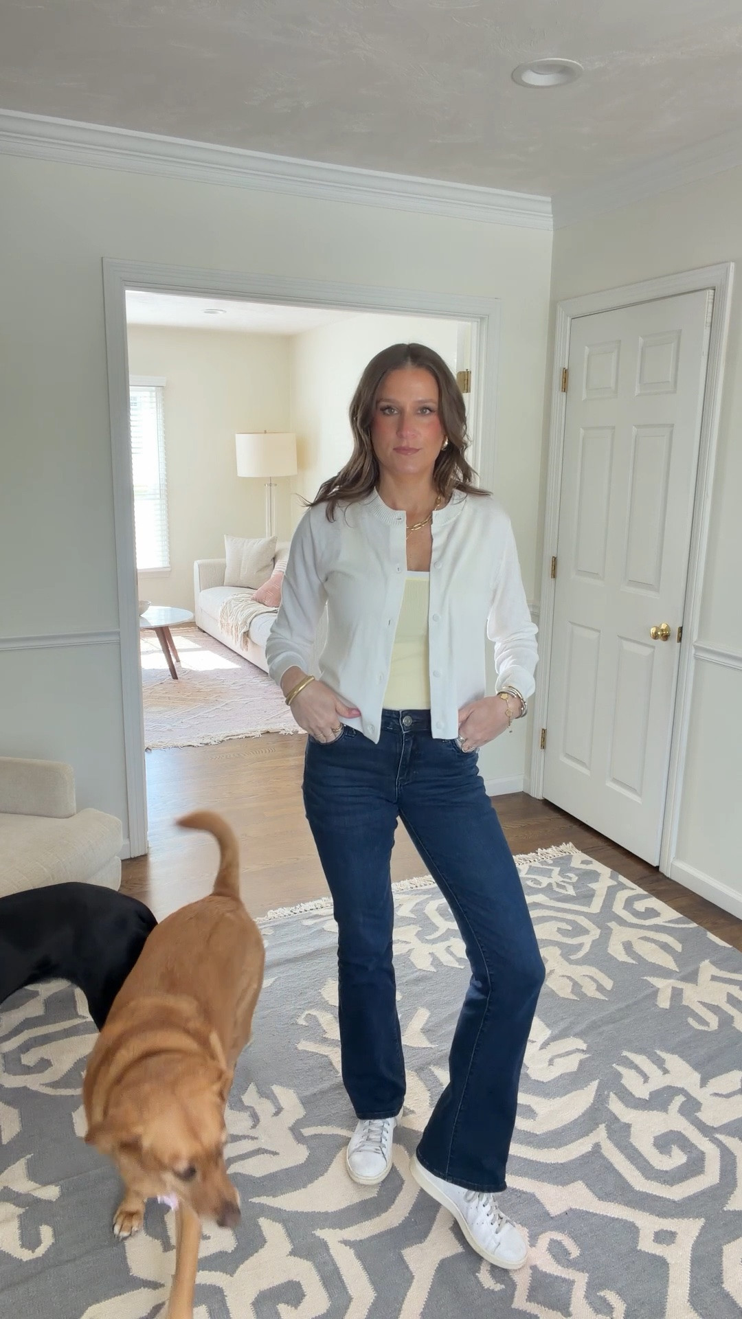 Outfit of the day. I love the subtle pop of yellow this tanks adds. Also this Splendid cardigan is a spring and summer must have.

#LTKootd #LTKOver40 #LTKSeasonal