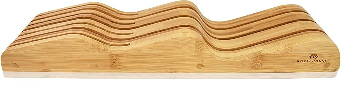 ROYALHOUSE Bamboo Knife Block Holder, In-Drawer Knife Drawer Organizer, Perfect for Home and Chef... | Amazon (US)
