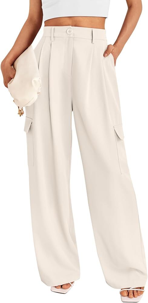 LILLUSORY Wide Leg Cargo Dress Pants Women's Casual Pants with 4 Pockets | Amazon (US)