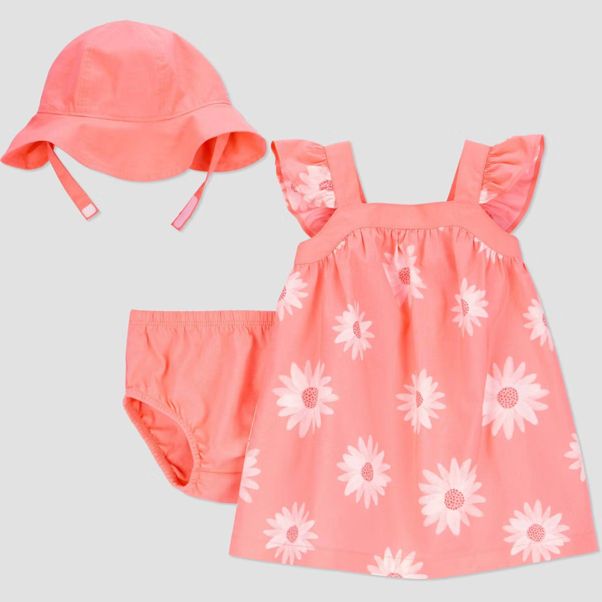 Carter's Just One You®️ Baby Girls' Coral Floral Dress with Hat Set - White | Target