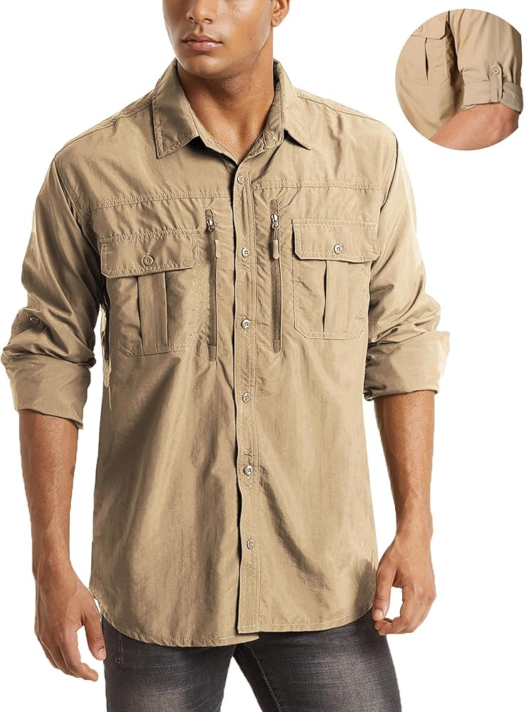 MAGCOMSEN Men's UPF 50+ Sun Protection Shirts, Button Down Long Sleeve Shirt for Hiking, Fishing,... | Amazon (US)