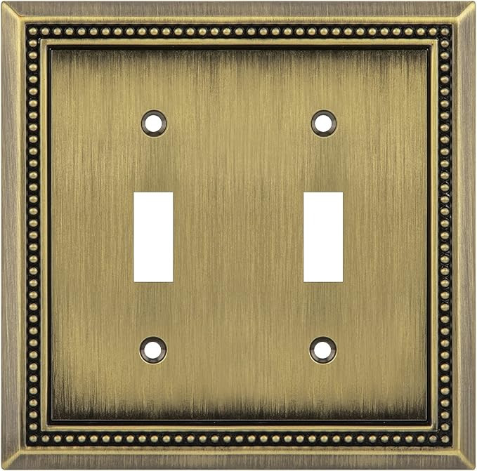 Henne Bery Sunken Pearls Decorative Wall Plate Switch Plate Outlet Cover (Double Toggle, Antique ... | Amazon (US)