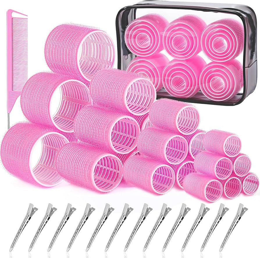IKOCO Hair Rollers Set, 4 Sizes with 12 Clips and Comb - Self Grip Curlers for Long/Short Hair, T... | Amazon (US)