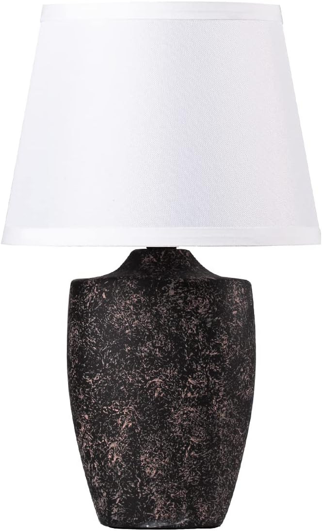 COOSA 15" Ceramic Table Lamp,Retro Bedside Lamps with White Fabric Lampshade,Nightstand Lamp for ... | Amazon (US)