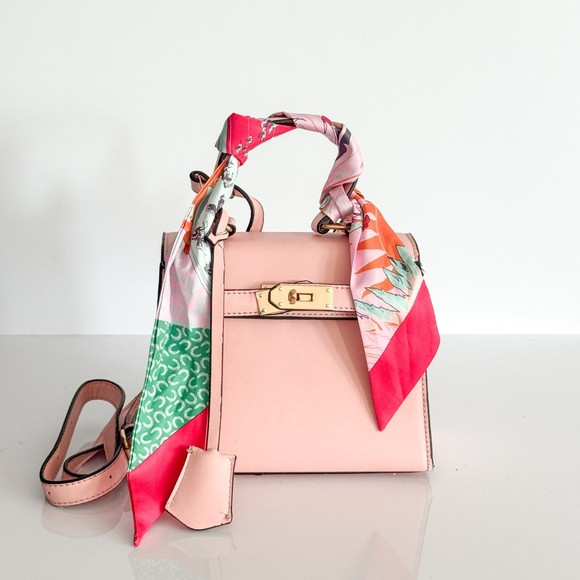 Blush Pink Top Handle Bag w/ Scarf Chic Mini Crossbody | Poshmark