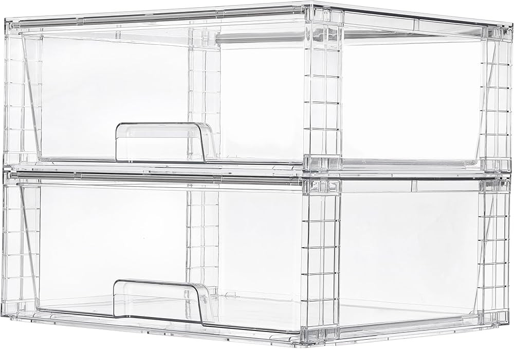 Vtopmart 2 Pack Large Stackable Storage Drawers,Easily Assemble Clear Acrylic Bathroom Closet Und... | Amazon (US)